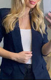 Navy ruched sleeve blazer
