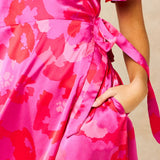 Floral Midaxi Wrap Dress in Pink: Large (UK 16-18)