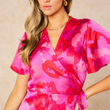Floral Midaxi Wrap Dress in Pink: Large (UK 16-18)