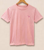 FLAMINGO EMBROIDERED T-SHIRT M235: Rose