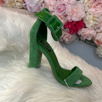 Green suede sandals