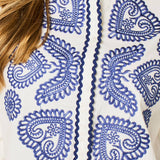 Embroidered Hearts Long Sleeve Cotton Shirt in White: Medium (UK 12-14)