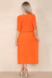 Plain Plissee Layered Midaxi Dress: NAVY / SM