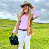 Grenouille Ladies Long Sleeve Pink Cotton Oxford Shirt: uk12