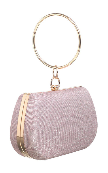 CIRCLE HANDLE EVEING CLUTCH BAG: Pink