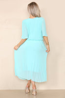 Plain Plissee Layered Midaxi Dress: NAVY / SM