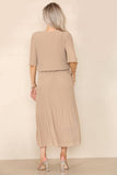 Plain Plissee Layered Midaxi Dress: NAVY / SM