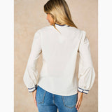 Embroidered Hearts Long Sleeve Cotton Shirt in White: Medium (UK 12-14)