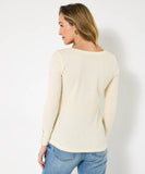 Exquisite Embroidered Henley Top: Cream / 12