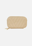 Yumi Beige Quilted Camera Bag With Cross Body Woven Strap: Cream / One Size