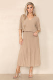 Plain Plissee Layered Midaxi Dress: NAVY / SM