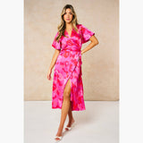 Floral Midaxi Wrap Dress in Pink: Large (UK 16-18)