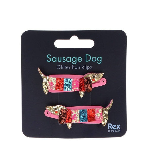 Glitter Hair Clips (Set of 2) - Sausage Dog