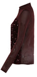 Mesh Sequin Long Sleeve Top burgundy
