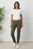 Removable Belt Slim Cropped Trousers
: KHAKI / 14