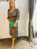 Leopard faux wrap dress