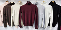 Gold Button Zara Polo Soft Fine Knit: Chocolate brown