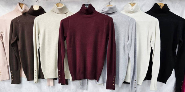 Gold Button Zara Polo Soft Fine Knit: Burgundy red