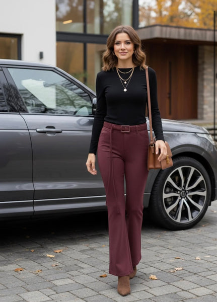 BELTED TAILORED FLARE TROUSER
