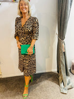 Leopard faux wrap dress