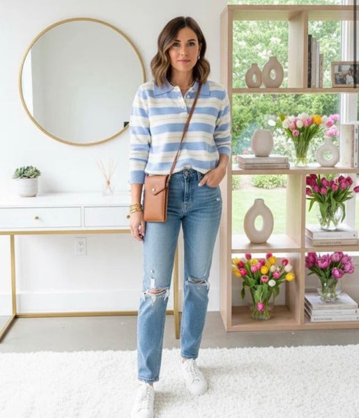 STRIPE COLLAR DETAIL JUMPER