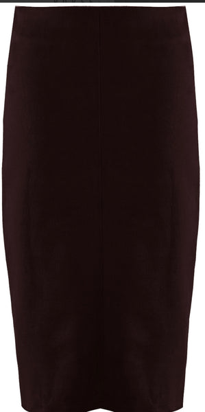 Suede Side Zip Up Midi Skirt brown