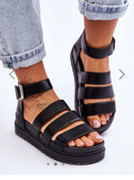 Black Gladiator Chunky Strappy Sandals