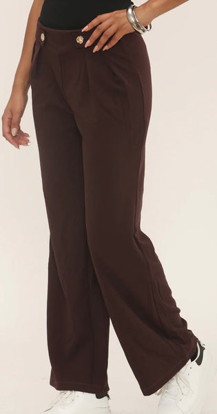 ADA GOLD BUTTON WAIST DETAIL TROUSER