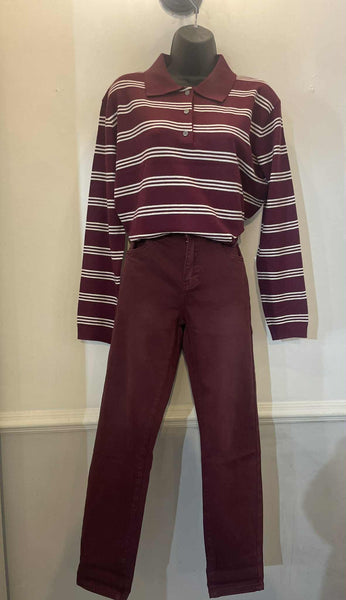 Burgundy stripe rugby top