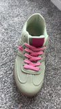 Green and pink trainer