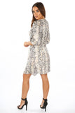 Snake Print Mini Dress With Button Detail