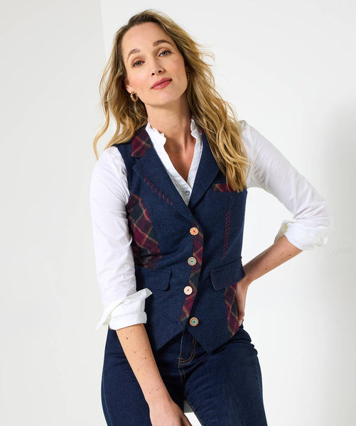 Isla Mix And Match Waistcoat: Berry/Navy / 12