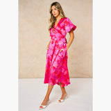 Floral Midaxi Wrap Dress in Pink: Small (UK 8-10)