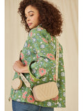 Yumi Beige Quilted Camera Bag With Cross Body Woven Strap: Cream / One Size