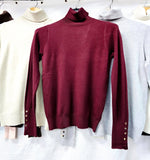 Gold Button Zara Polo Soft Fine Knit: Chocolate brown