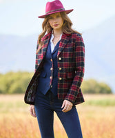 Joe Brown Isla Check Jacket: Berry/Navy / 12
