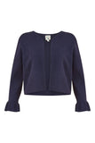 Yumi Navy Cropped Cardigan With Bell Sleeves: Navy / S