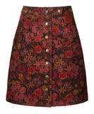 Hattie Printed Cord Button Front Mini Skirt: Berry / 14