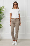 Removable Belt Slim Cropped Trousers
: BEIGE / 12