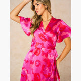 Floral Midaxi Wrap Dress in Pink: Small (UK 8-10)